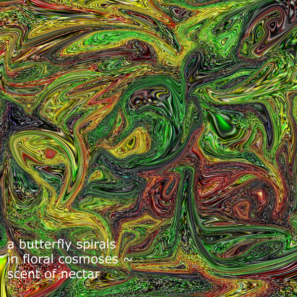 Haiga  1~ 7 ~ a butterfly spirals